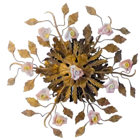 Banci mid century porcelain flowers glass murano wall light ceiling chandelier