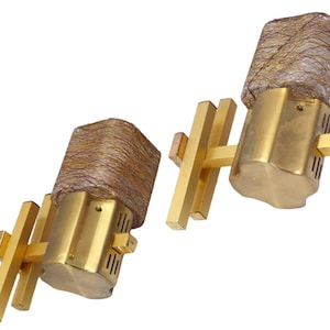 Sciolari 70&#39;s gorgeous vintage pair wall light sconce gilded metal glass murano