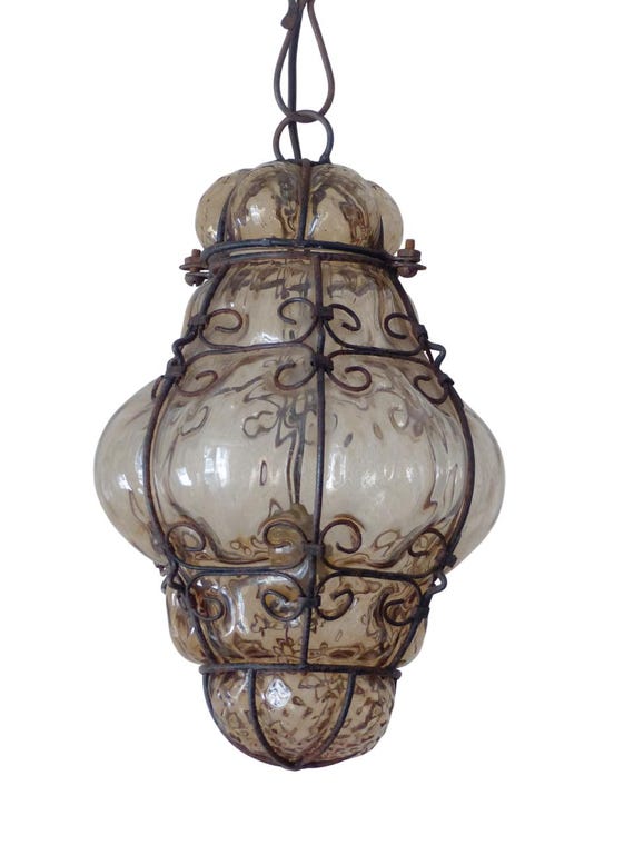 Goregous venitian lantern ceiling light 20th vintage italian chandelier murano 2