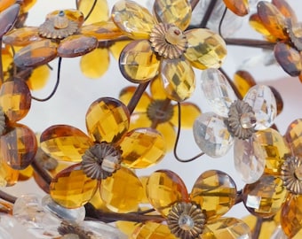 Vintage franska bärnstensblommor med husringar i antik stil, ljuskrona