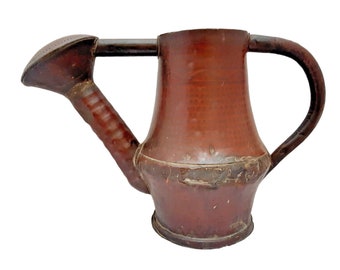Late 18th century antique French rare copper watering can patina - deco garden