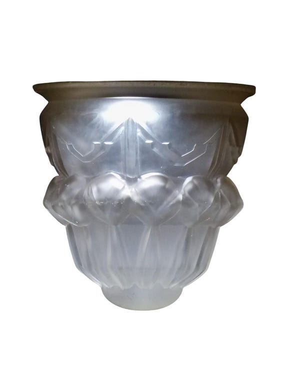 1930 superb antique glass globe, 20cm diameter, Art Deco style, pressed glass, wall sconce/chandelier