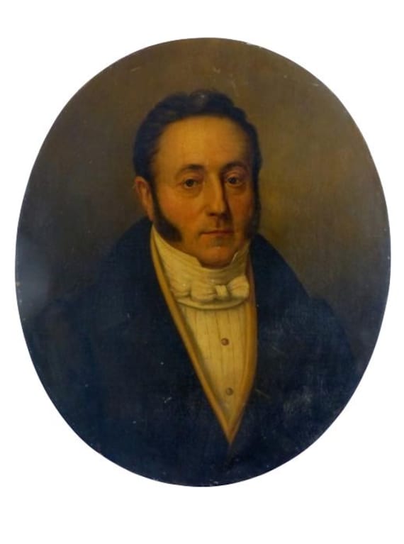 Antique Oval Portrait Painting of a Gentleman, Early 19th Century Oil on Canvas, Restoration Era Portrait, Antique Wall Art 23.6"H x 19.7"W
