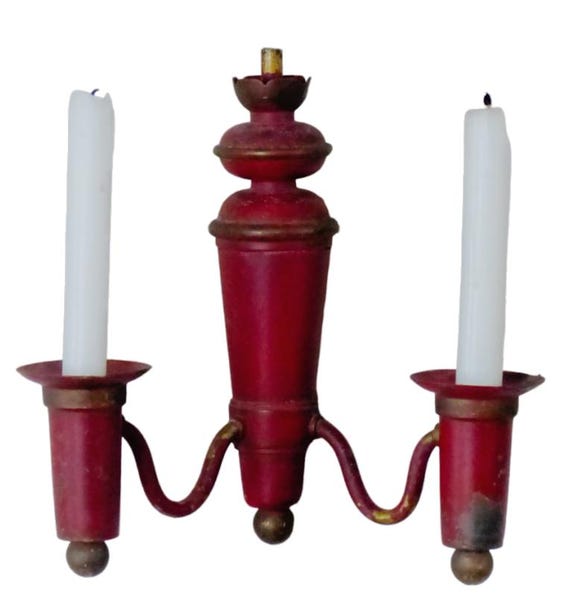 French antique wall light sconce painted tole 19th century Directoire Empire candlestick