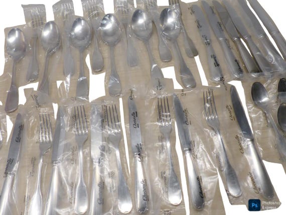Christofle touraine stainless table set 6 place settings capricorne new & mint