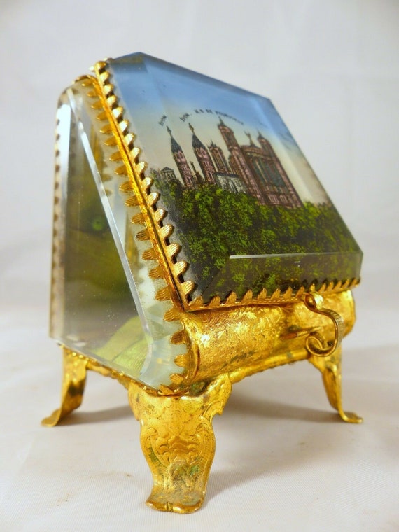 Antique grand tour style pocket watch casket box souvenir: Fourvière, Lyon, France