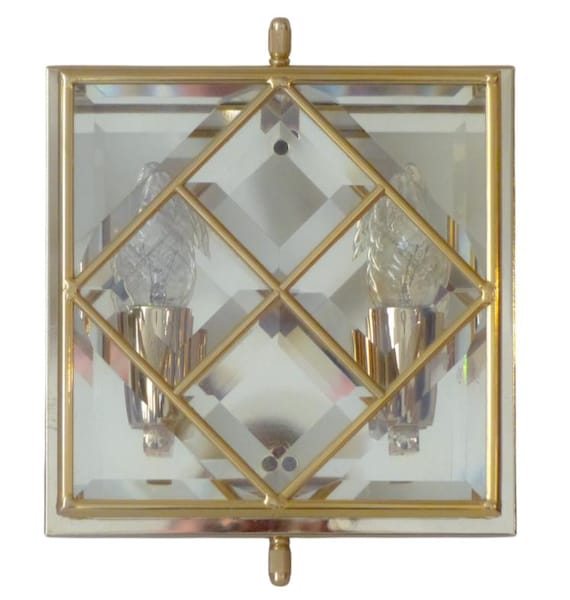 Gorgeous gilt mid century 1970 ceiling wall light beveled glass chandelier 9"