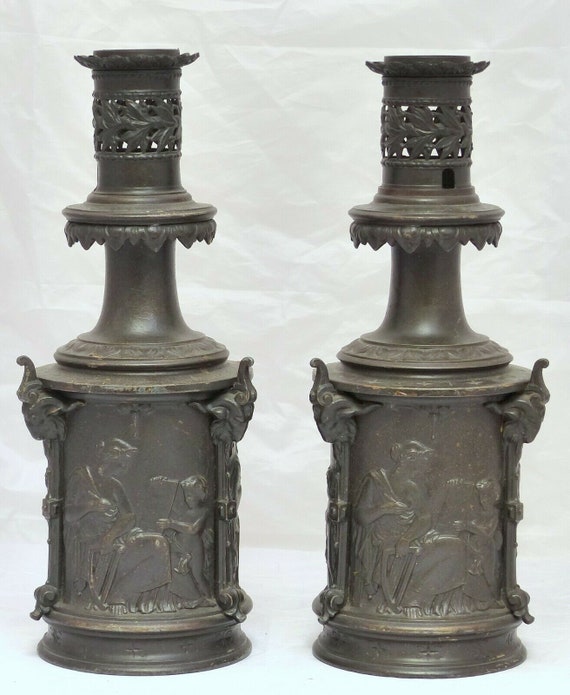 Superb pair of 19th-century regulator lamps - pair of lamps, 19th century, antique theme