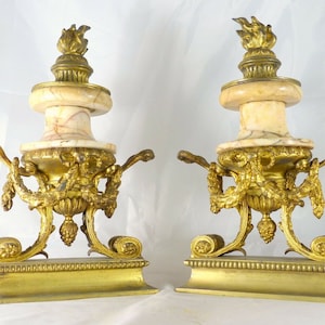 Old pair of cassolettes xixè style louis xvi marble and gilded bronze 32cm