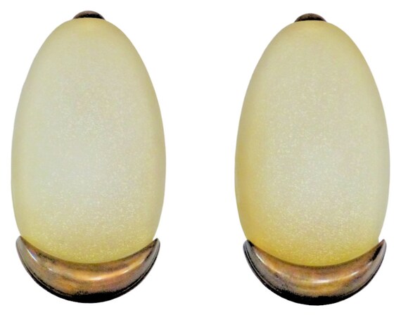 Vintage rare pair wall lights space age spotted glass & bronze lamp 1970