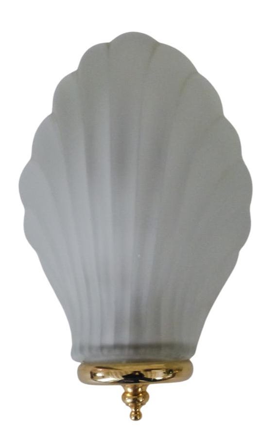Gorgeous vintage wall light sconce shell art deco molded glass brass 1980