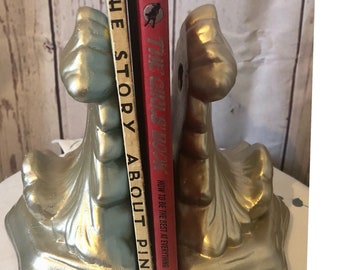 VINTAGE Handcrafted Plaster Ceramic Clay Bookends Matte Bronze Gold Silver or Easy to Paint