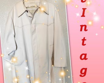 Trench beige Vintage London Fog, taglia XL o Plus, in tela, da uomo o da donna, lavabile e asciugabile in lavatrice!