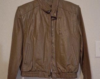 Giacca bomber vintage Wilsons in pelle scamosciata e marrone, taglia da uomo 40/taglia da donna XL, foderata in pile acrilico