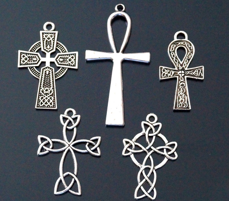 10 Tibetan Silver Ankh Cross Charms Pendant Celtic