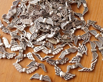 50x perles d'espacement d'ailes de fée d'ange en argent tibétain mixtes breloques fabrication d'ange (TSC103)