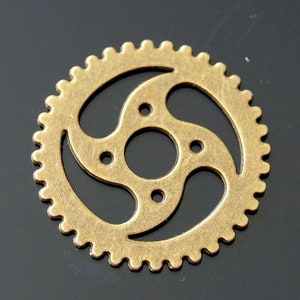 10 Large Metal Antique Bronze Steampunk Cogs and Gears Charm Pendant 30mm TSC99