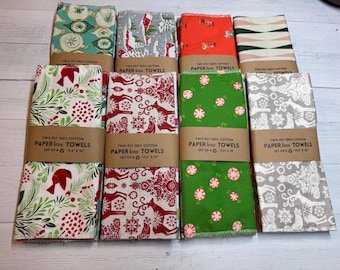 Christmas Paperless Paper Towels, Reusable Cloth Napkins, Set of 4