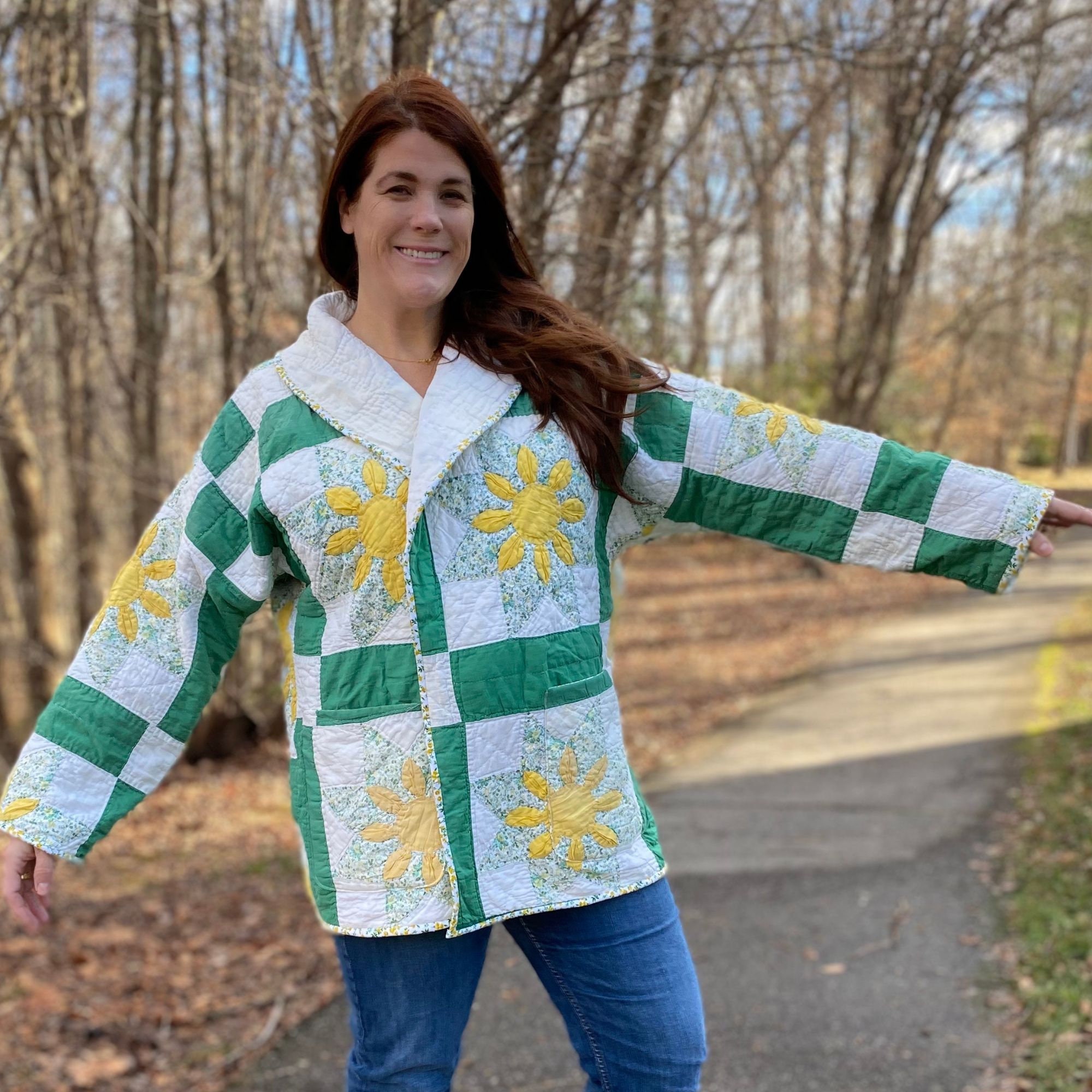 PLUS SIZE Quilt COAT Vintage Star Dahlia 14 16 18 | Hand PLUS SIZE Quilt COAT Vintage Star Dahlia 14 16 18 | Hand