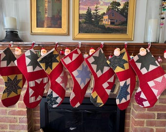 QUILT CHRISTMAS STOCKINGS: From an Antique Sawtooth Star Quilt