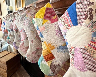 JULSTRUMPOR Handgjorda av vintage-quilts | Stor storlek + Fodrad