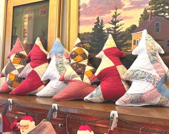 WEIHNACHTSBAUM Dekokissen: Hergestellt aus Vintage Patchwork Quilts