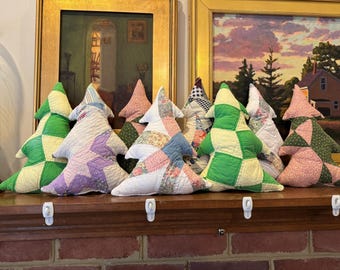WEIHNACHTSBAUM werfen Kissen aus Vintage Quilts gemacht