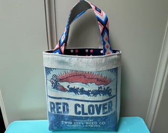Upcycled Grain Sack Tote: Dog Sled Art, Minneapolis Feed Bag