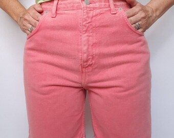 Shorts en denim taille haute rose / lilas vintage des années 90