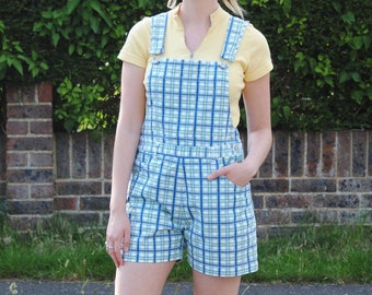 Y2K/90s Vintage Checked Dungarees Shorts Overalls