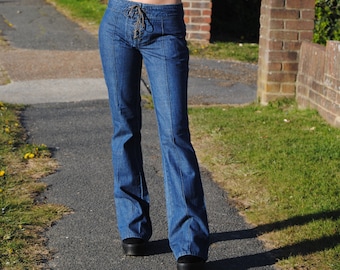 90s/Y2K Vintage Corset Waist Flared Jeans Bell Bottoms