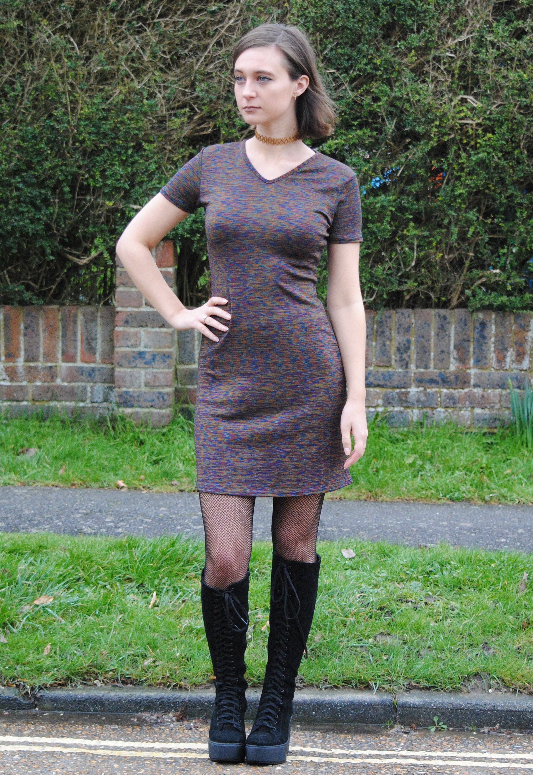 Vintage 90’s green striped mini dress