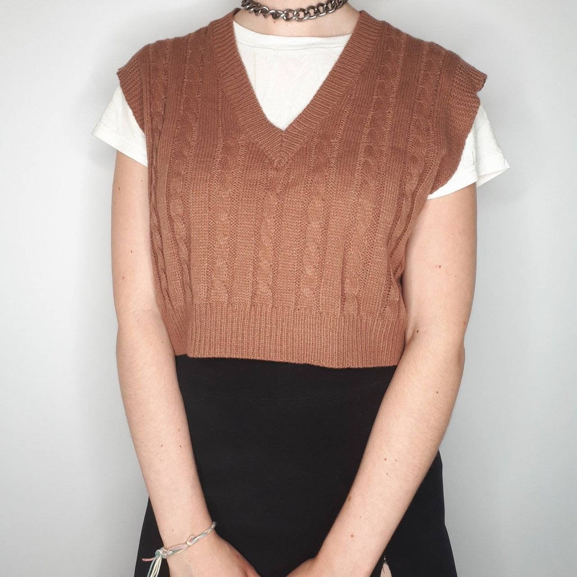 y2k cropped sweater vest
