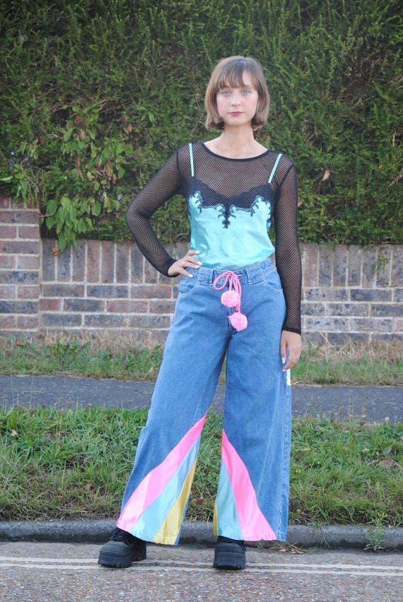 90s Vintage Beau Baker Wide Leg Rainbow Skater Jea