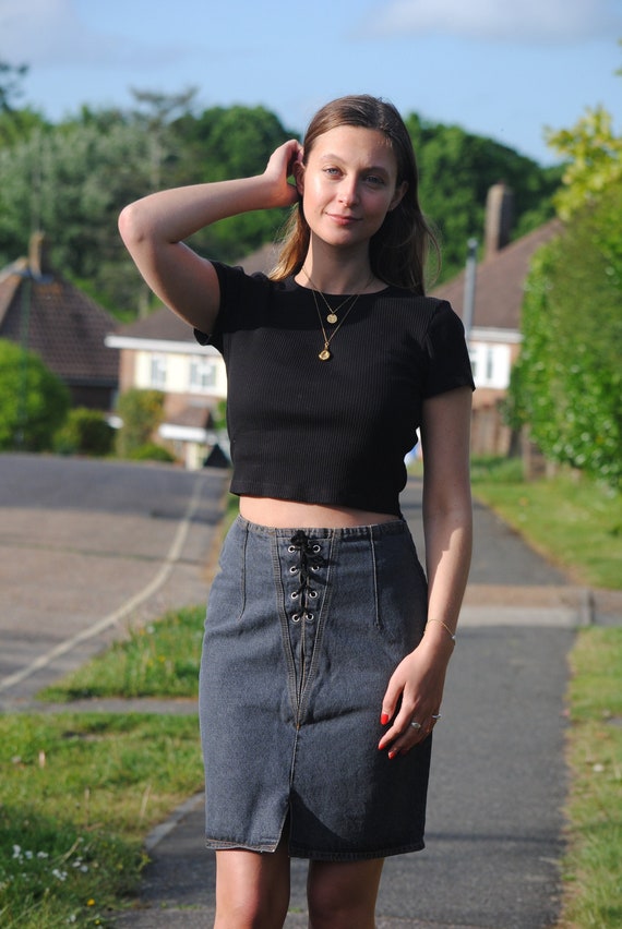 A.F. Vandevorst double layered denim skirt with detachable waistband — fall  2016 - V A N II T A S