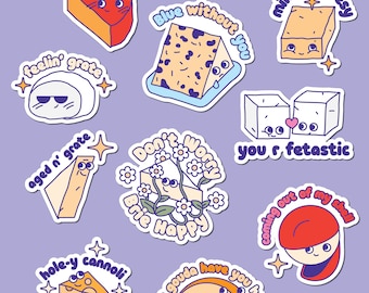 Cheese Stickers DIGITAL DOWNLOAD | 10 Unique Designs Cute Stationery Vector Clipart Art