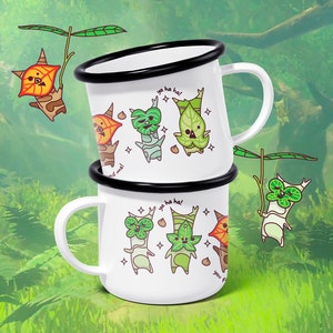 Legend of Zelda Korok Tazza personalizzata carina / Tazza smaltata Camp Korok / Tazza da giocatore accogliente da 12 once / Idea regalo per videogiochi