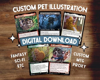 etsy custom mtg cards | Put Your Pet on Any Card! | Hand Drawn Art Custom MTG Style Trading Card: