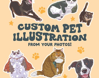 Custom Pet Portrait: Personalized Cat Meme Illustration (Digital Download)