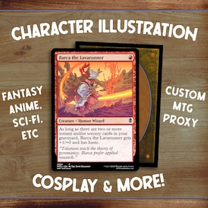 Verander jezelf in een aangepaste MTG-kaart, OC-illustratie | Leuke handgetekende proxy | Magic the Gathering Fantasy Art-cadeau, voor cosplayers en meer
