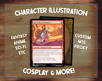 Verwandle dich in eine individuelle MTG Karte, OC Illustration | Spaß Handgezeichnete Proxy | Magic the Gathering Fantasy Geschenk, für Cosplayer & mehr