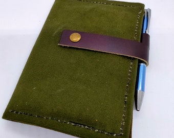 Canvas & Leather Journal Cover. Leather Field Notes cover. Leather Journal Wallet. Journal Cover