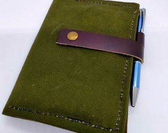 Handgefertigtes Canvas & Leder Journal Cover, Field Notes Brieftasche
