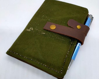 Canvas & Leather Journal Cover. Leather Field Notes cover. Leather Journal Wallet. Journal Cover