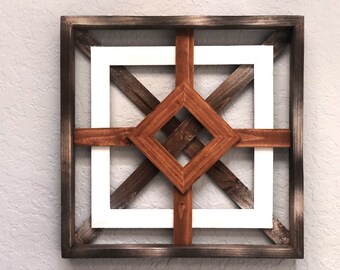 Arte mural geométrico en madera, decoración única para el hogar.