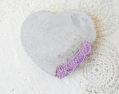 Concrete Heart Coaster - Purple Handmade Crochet - Modern Cement Coaster Bohemian Decor
