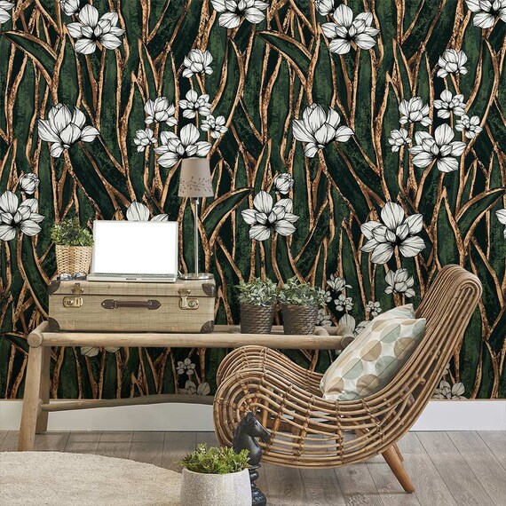 Cp0259 Carta Magnolie Carta Da Parati Adesiva Effetto Tessuto Altissima Risoluzione Di Stampa Adesivi Murali