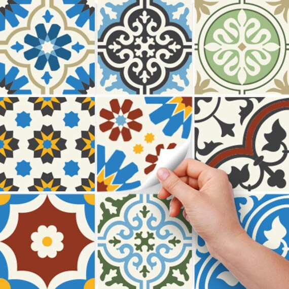 PS00095 Collage de Azulejos 54 Piezas Adhesivo para Azulejos 10x10 cm Damasco Stickers Azulejos Adhesivo Decorativo para Azulejos para ba/ño y Cocina