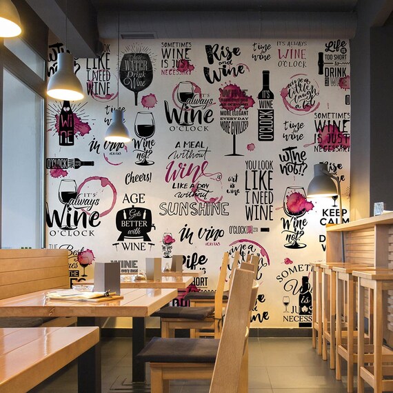 Cp0010 Wallpaper Wine Aphorisms Adhesive Wallpaper Fabric Effect Very High Print Resolution Wall Stickers