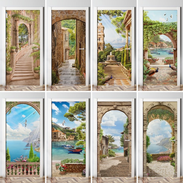 Adhesive Decoration for Home Decoration Doors - PVC Sticker Print on Bubble Free Trompe-L'oeil